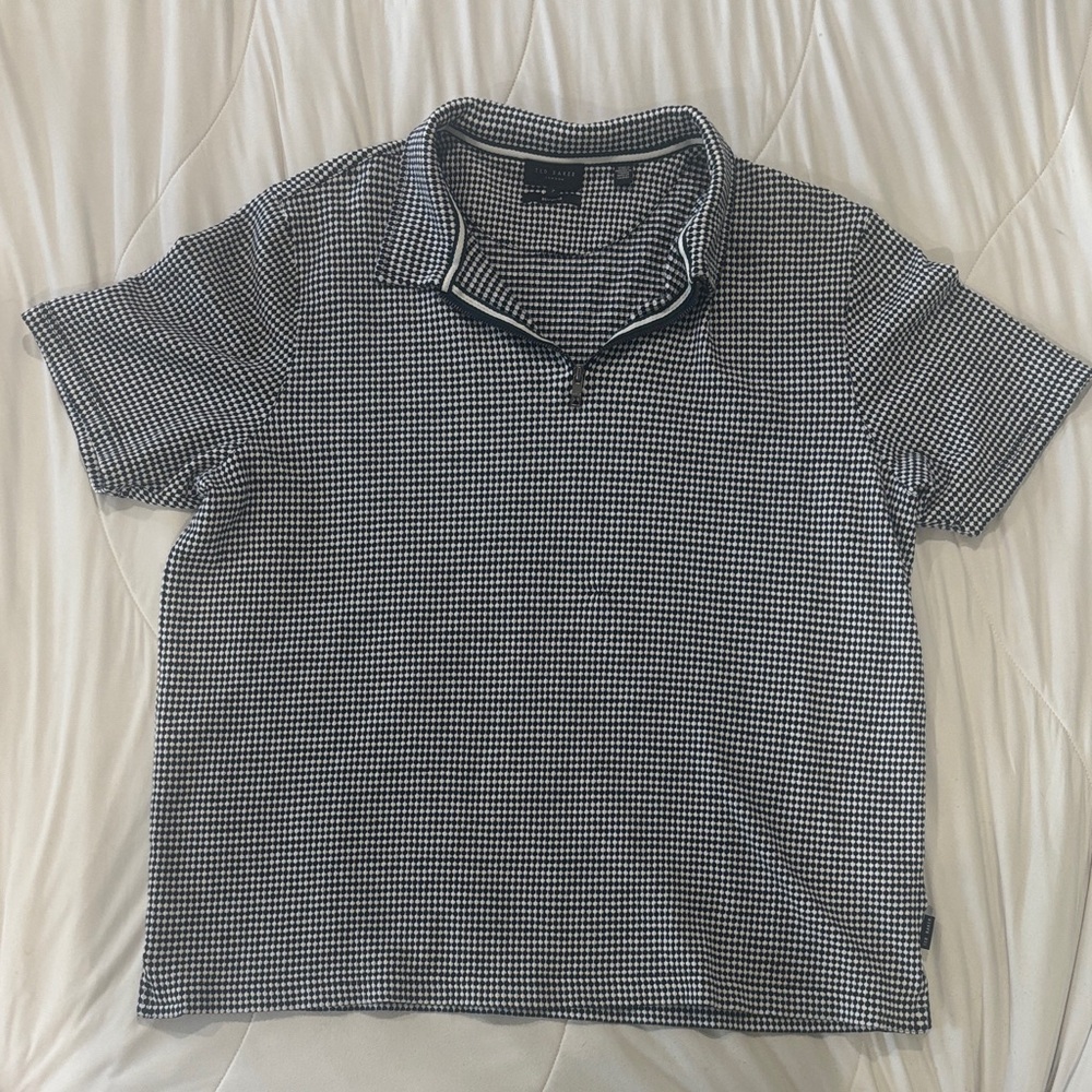 Ted Baker Black and White Patterned Polo Shirt Size 7 XXXL